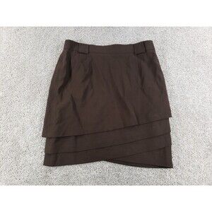 Escada Couture Womens Skirt 44 Brown Tiered Wool Lined